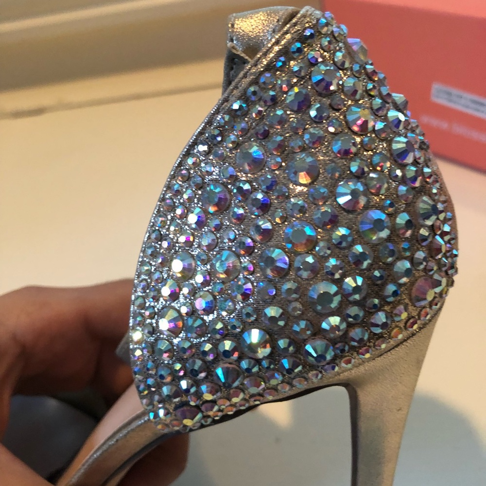 Peep Toe Rhinestone Heels - Picture 2 of 8